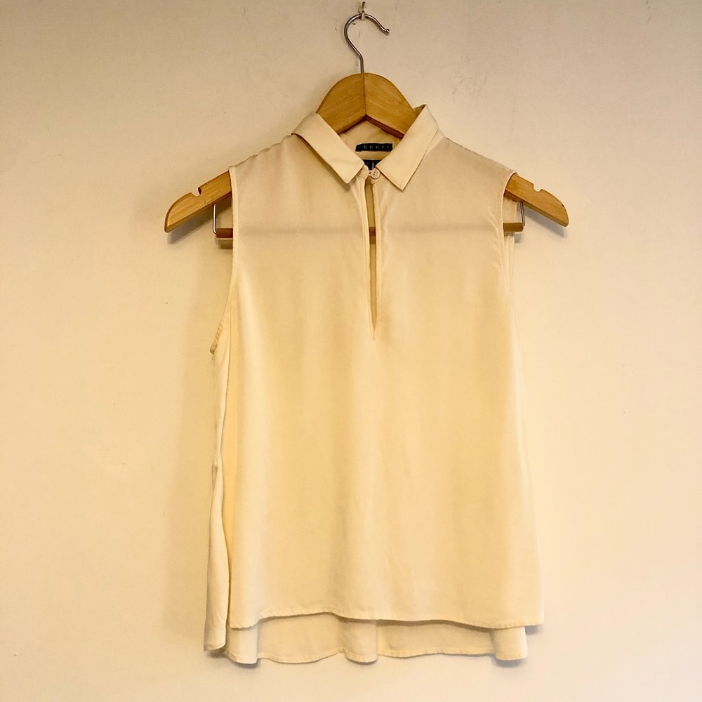 Silk theory blouse with keyhole front